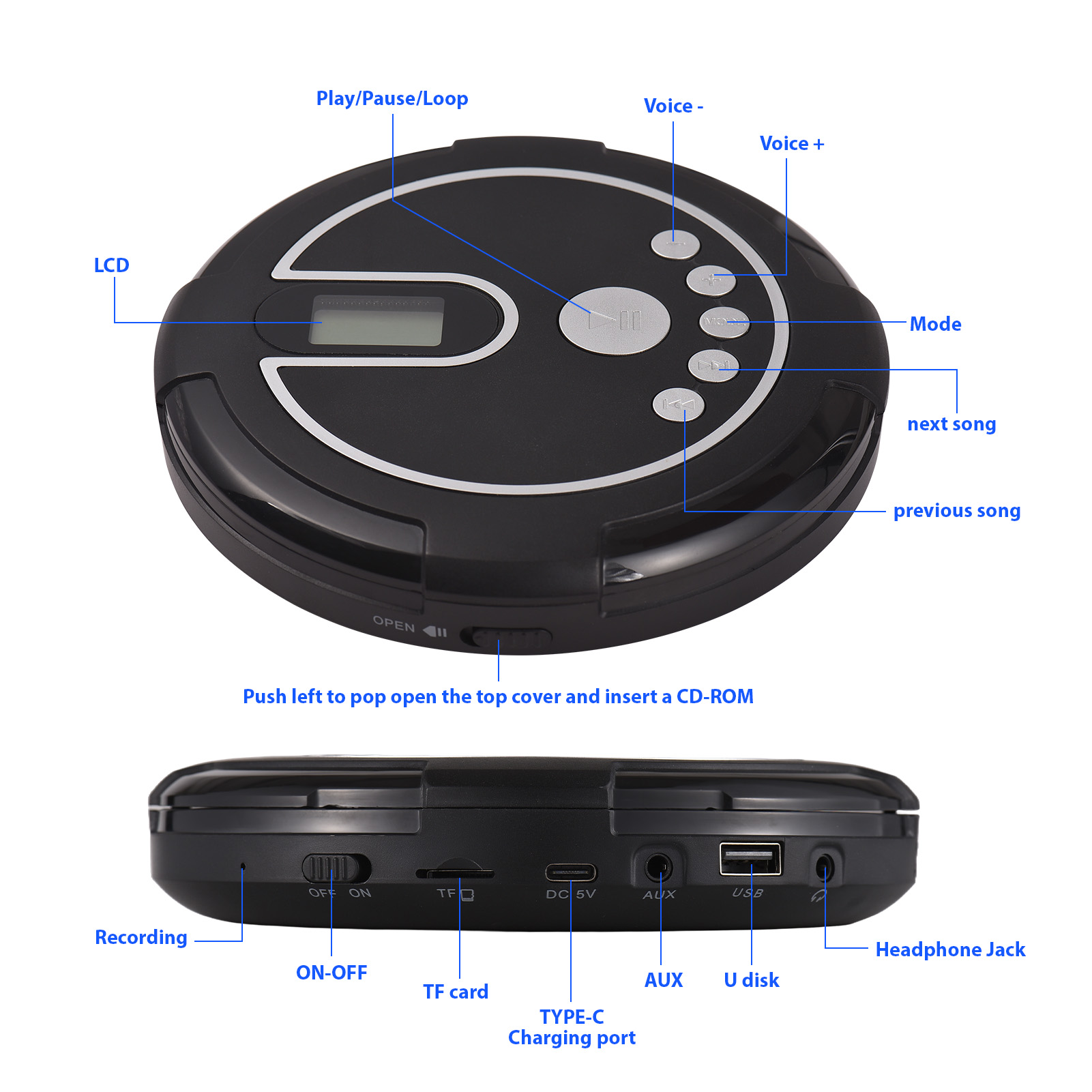 CD Player with Wired Headphone - Speaker Wire ulasan dan harga