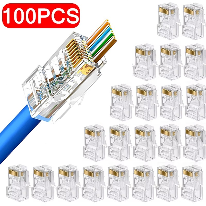 100pcs RJ45 Cat6 Cat5e Pass Th - Rj45 Jack ulasan dan harga